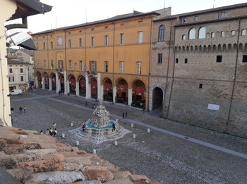 A picture of Piazza del Popolo in Cesena from an elevated position